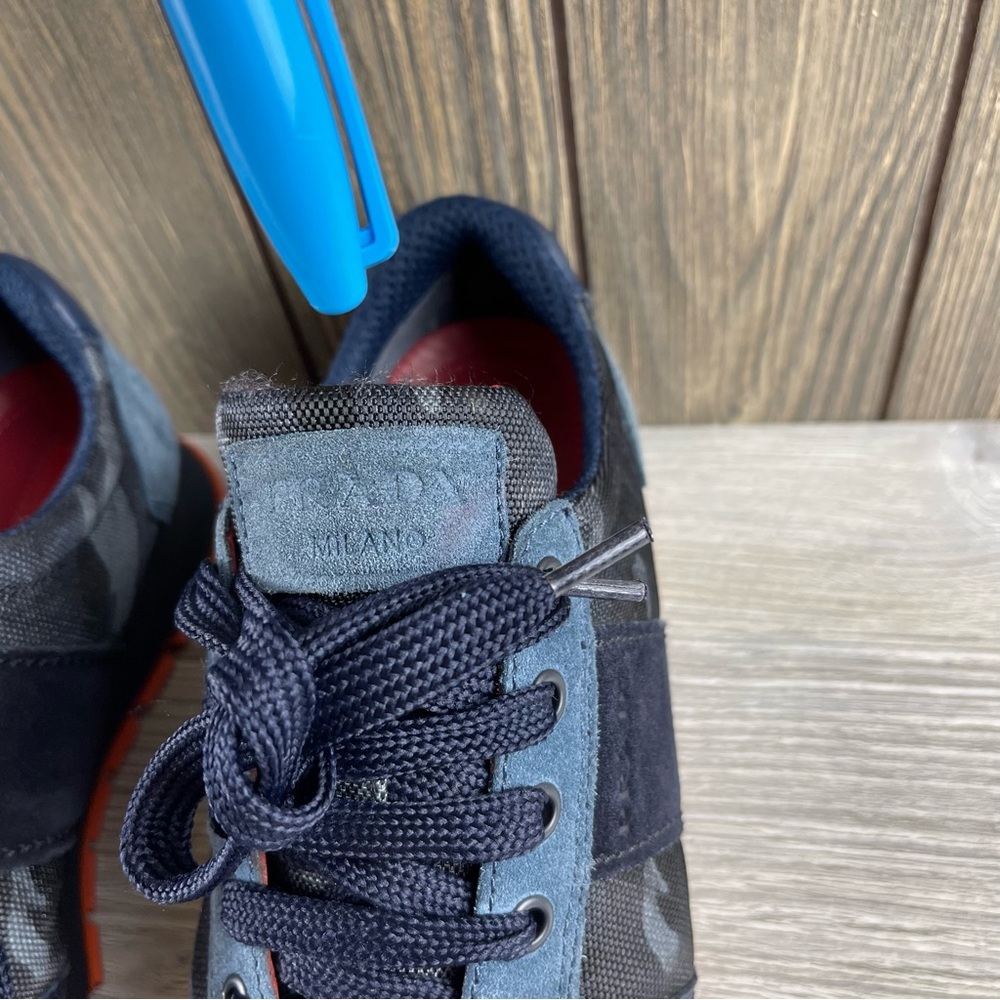 PRADA Women’s Designer Suede Nylon Camouflage Camo Sneakers Casual Shoes Sz:37.5 - Picture 16 of 16